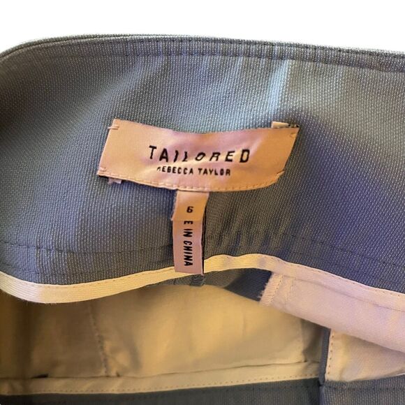Rebecca Taylor 6 Stretch Cotton Suit Tailored Dress Pants Blue High Rise - Picture 2 of 10